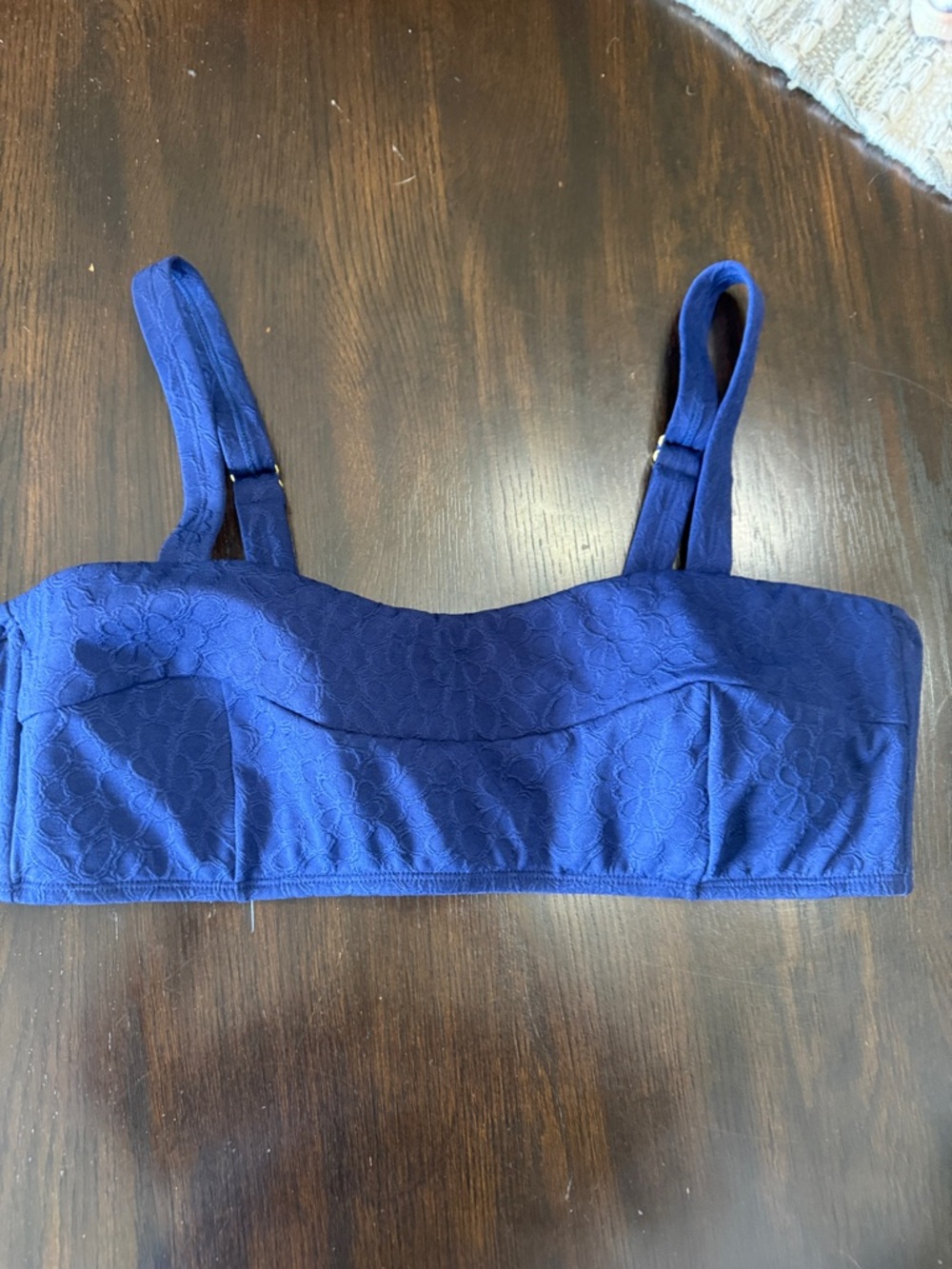 Women's Navy Blue Bikini Top - Unbranded Floral Texture